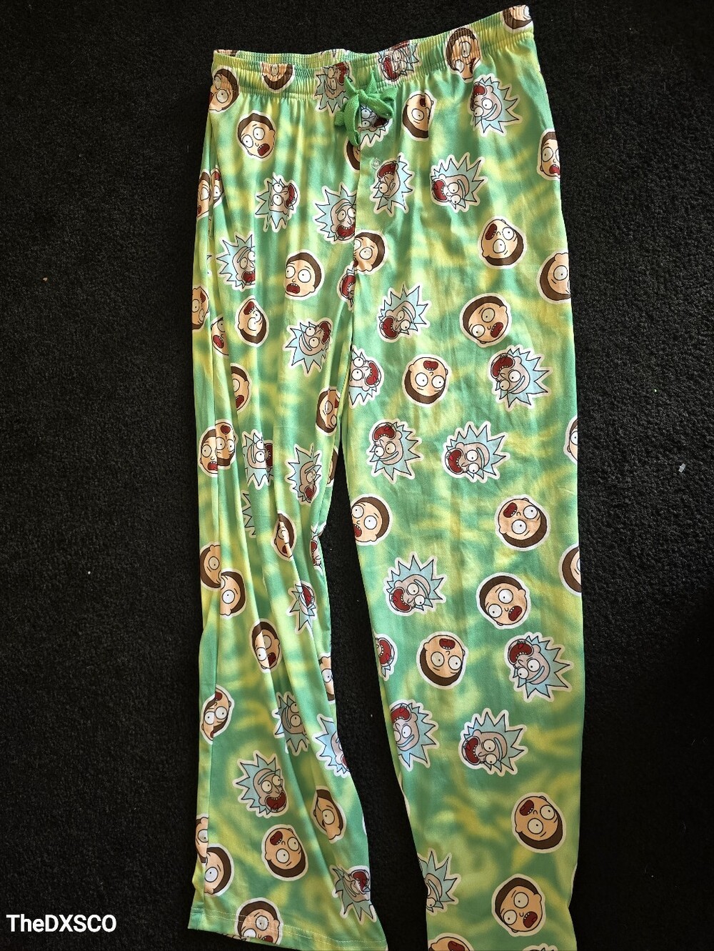 Green Character Print Mens Pajama Pants - Rick And Morty
